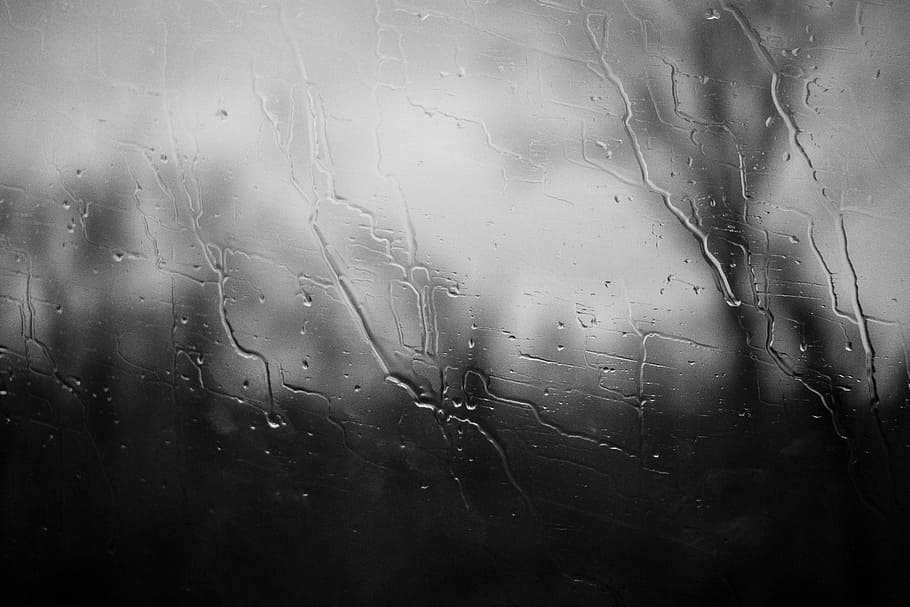 Rainy silhouette, frosted glass photo, window, drip, wet, drop, HD wallpaper