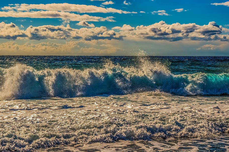 wave, foam, spray, sea, water, nature, beach, splash, scenic HD wallpaper