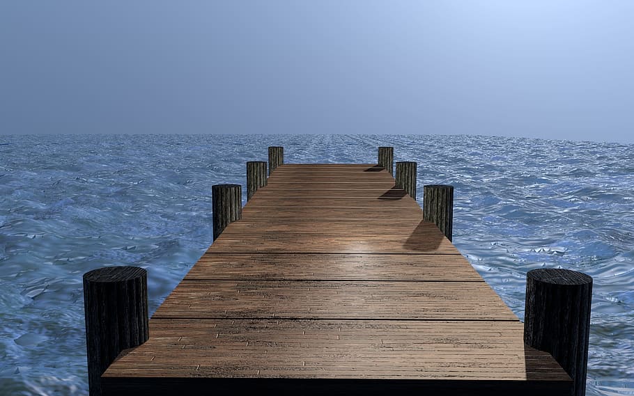 brown wooden dock above body of water during daytime, web, lake HD wallpaper
