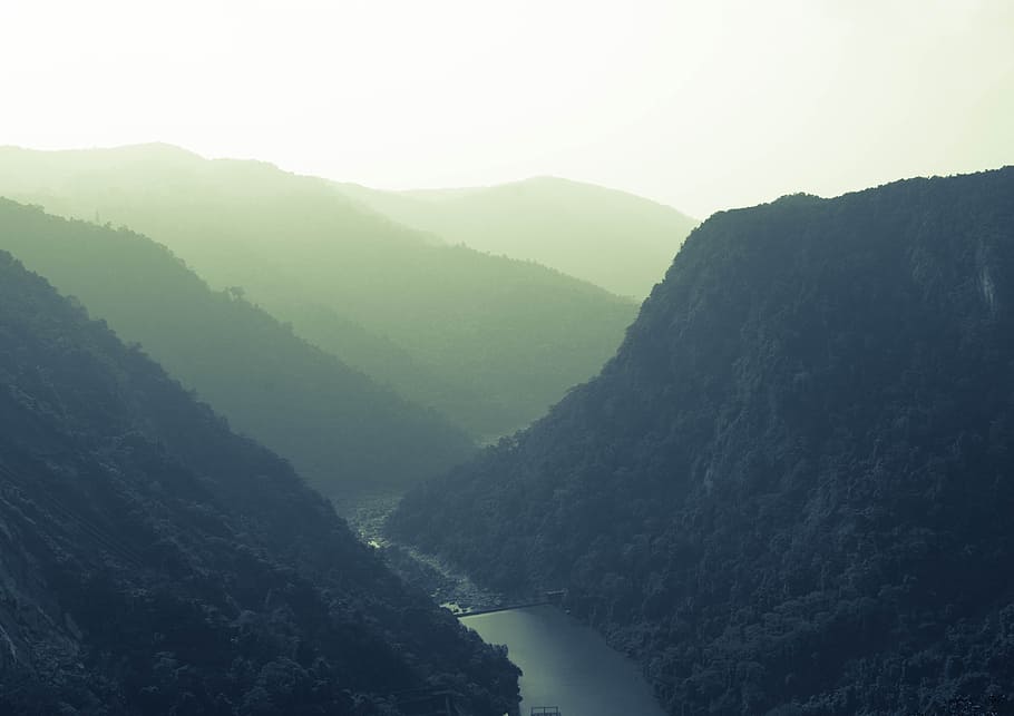 river between mountains, india, landscape, wilderness, scenery HD wallpaper