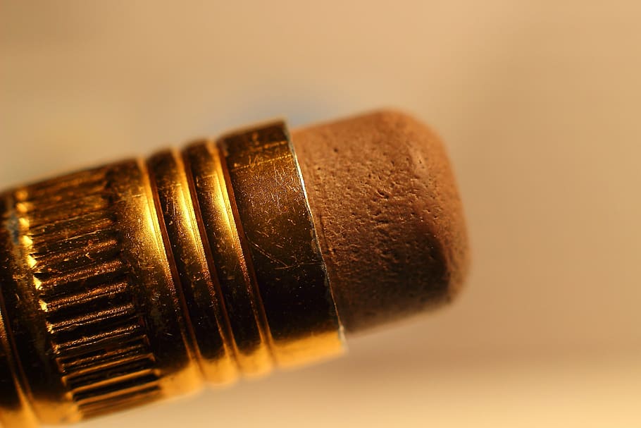 closeup photo of pen's brown eraser, pencil, macro, leave, draw HD wallpaper