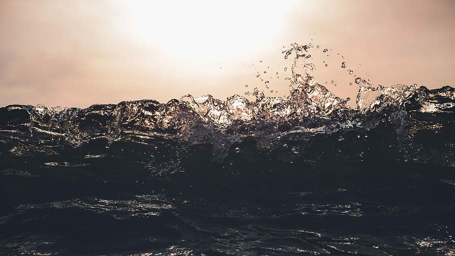 splash of water, water illustration, sea, ocean, wave, sky, nature HD wallpaper