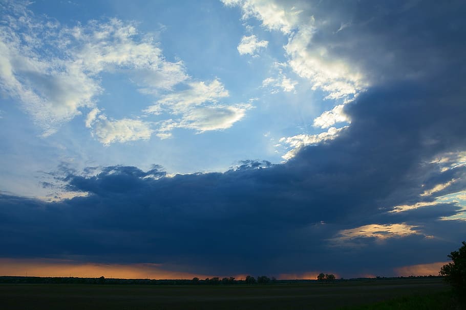 Sky, Landscape, Sunset, storm, beauty in nature, scenics, cloud - sky HD wallpaper