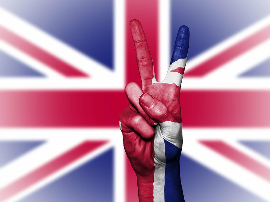 right person's hand painted with flag of Union Jack, united kingdom