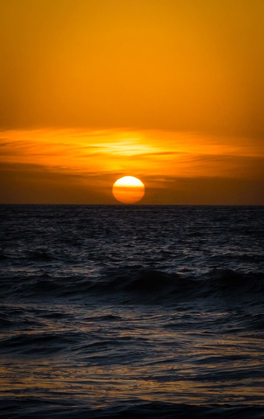 Sunset, Ocean, Clouds, Waves, Sea, water, sky, horizon, dusk HD wallpaper