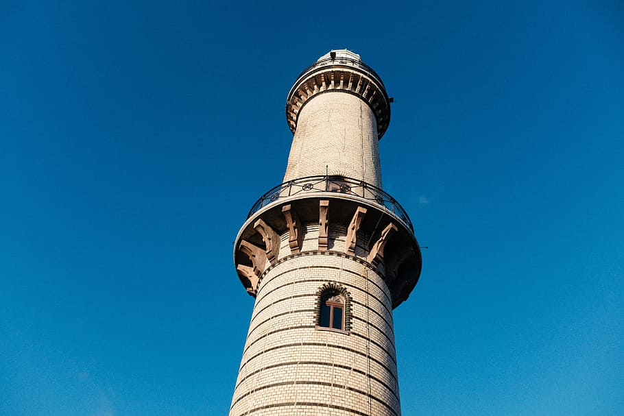 lighthouse warnemunde, architecture and Cityscape, tower, sky HD wallpaper