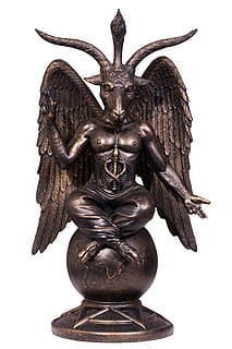Baphomet figurine, devil, satan, pentacle, isolated, white Background HD wallpaper