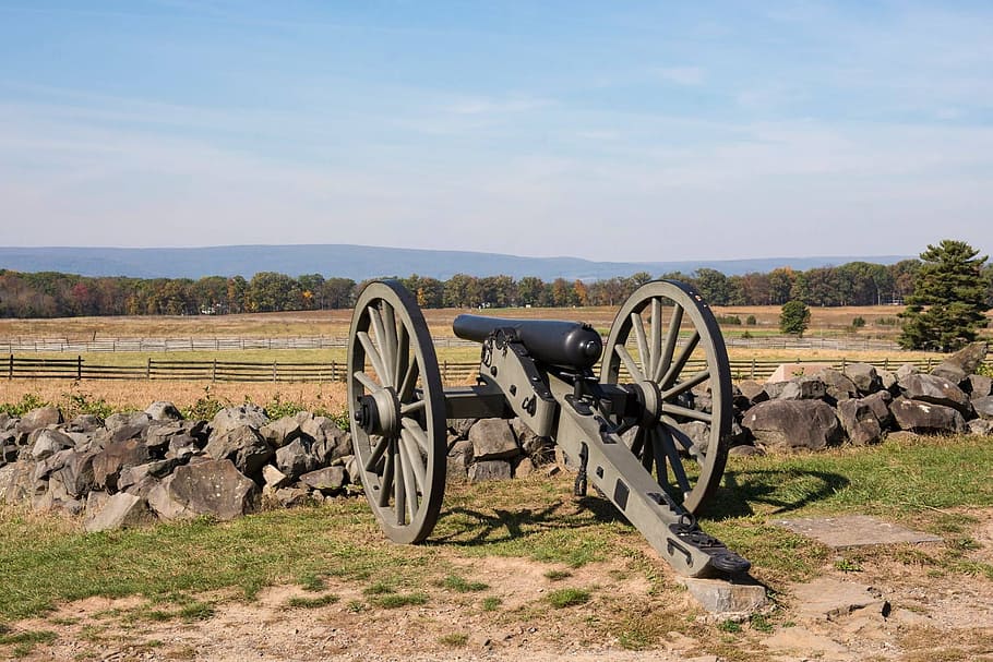 gray Canyon beside rocks during daytime, gettysburg, park, canon