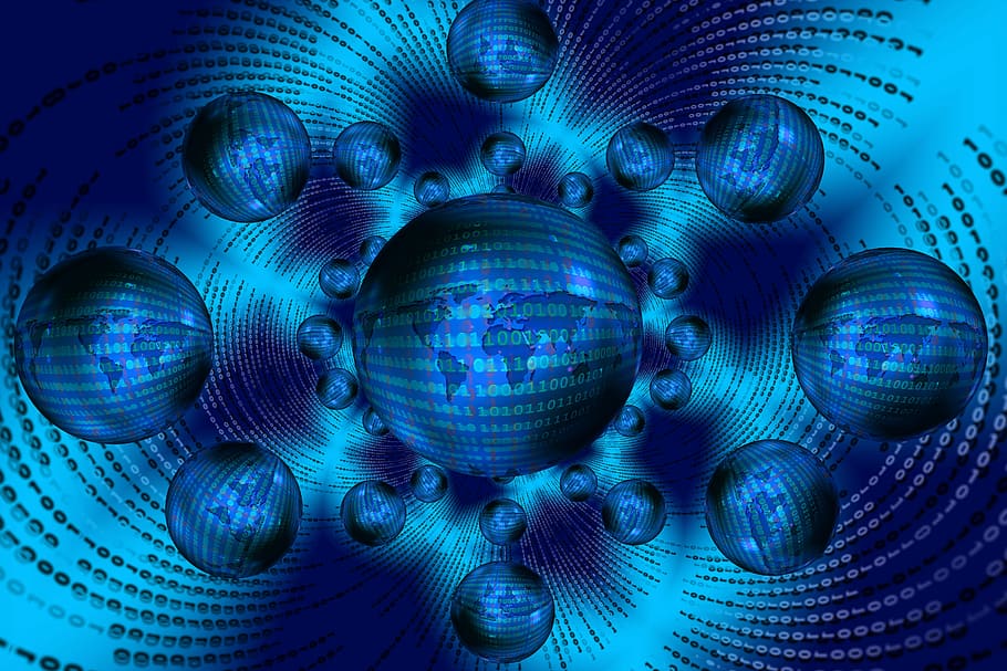 blue and teal digital wallpaper, Binary Code, Ball, Http, Www, HD wallpaper