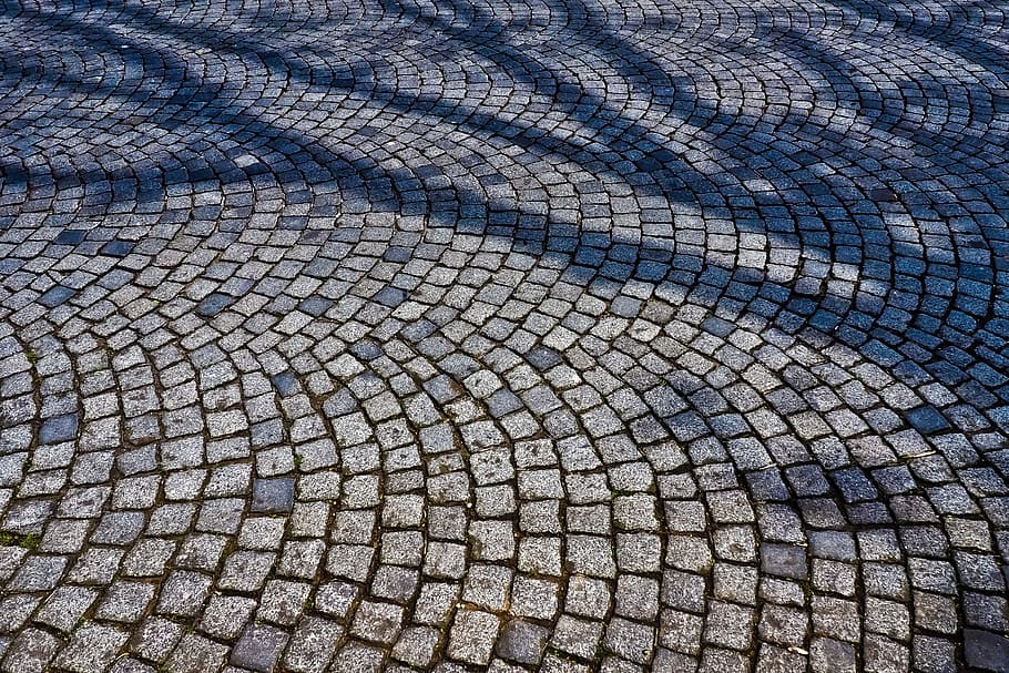 cobblestone, patch, road, stones, away, cobblestones, paving stones HD wallpaper