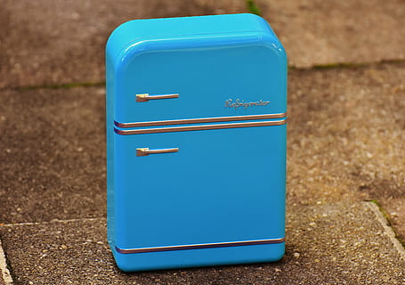 refrigerator, box, cookie jar, blue, storage, tin can, sheet HD wallpaper