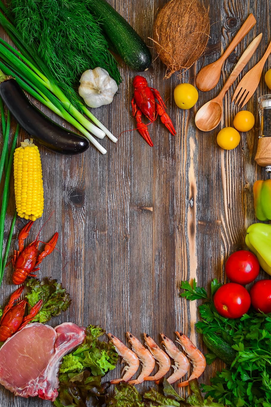 closeup photo of variety of vegetables, food, products, rustic HD wallpaper