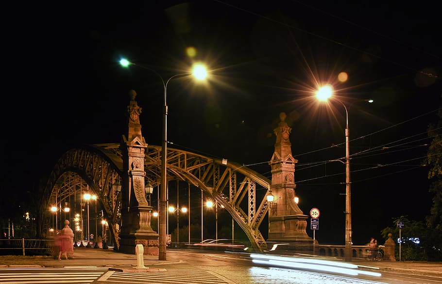 zwierzyniecki bridge, wrocław, city, architecture, street, HD wallpaper