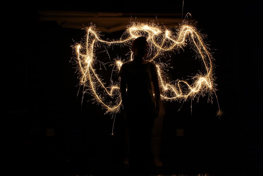 Light, Long Exposure, Painting, Circle, motion, woman, silhouette HD wallpaper