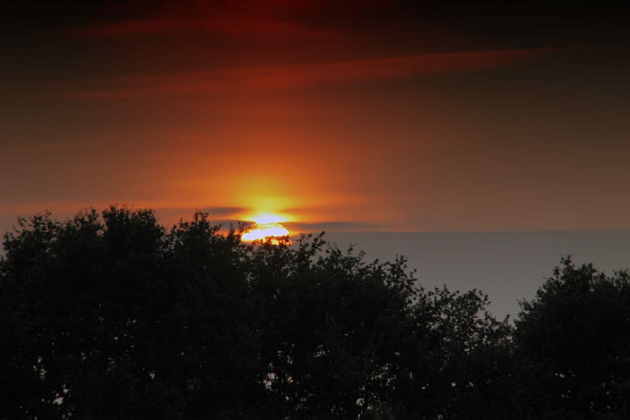 Sun, Sunset, Scene, Beauty, sky, background, landscape, idyll HD wallpaper