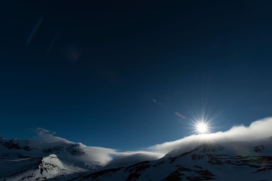 snow capped mountain under clear blue sky at daytime, photo of glacier mountain during sunset HD wallpaper