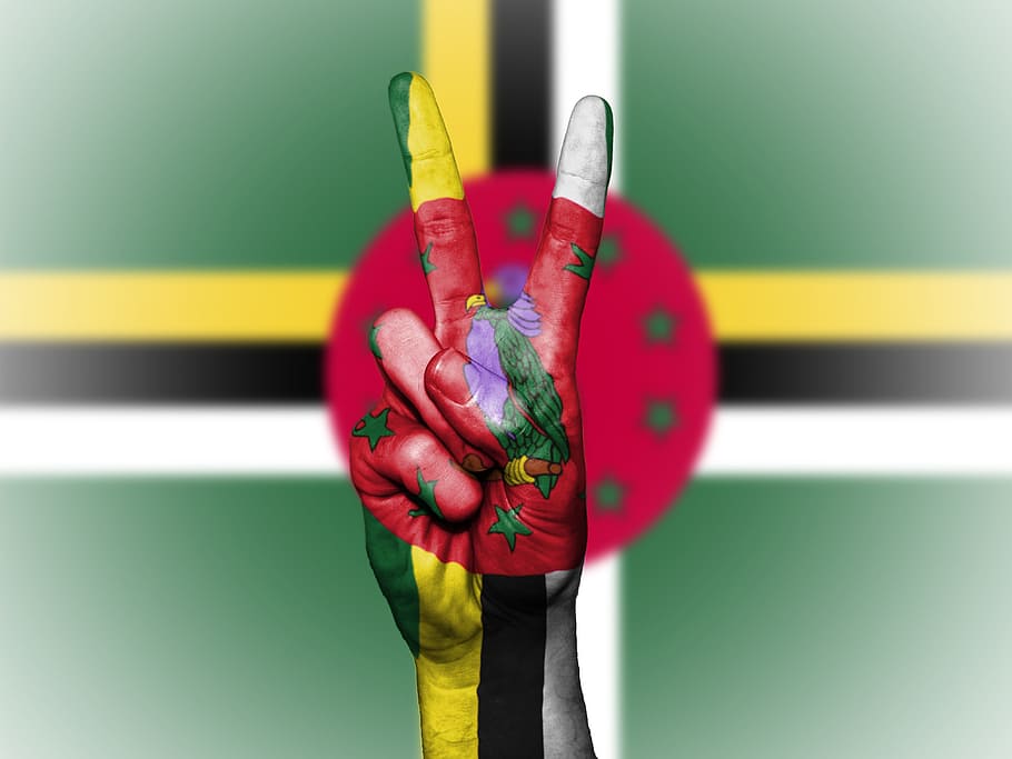 Dominica, Peace, Hand, Nation, background, banner, colors, country, HD wallpaper