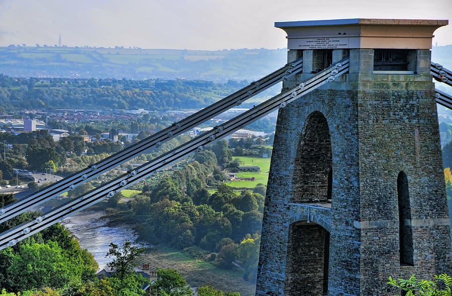 bridge, bristol, rope, pillar, architecture, built structure HD wallpaper