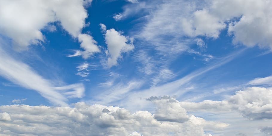 white clouds under blue sky, sky, blue, cloudscape, cloudy HD wallpaper
