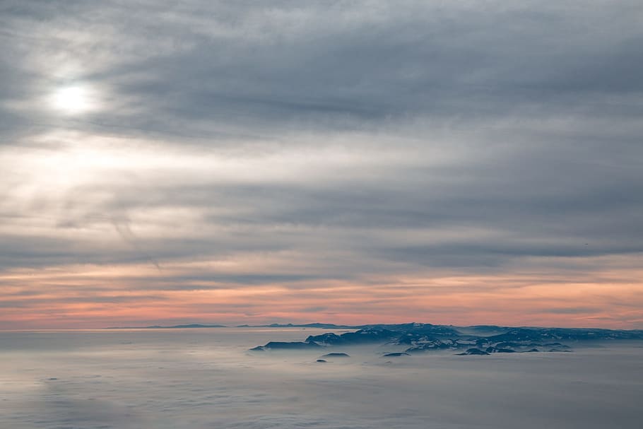 clouds, above the clouds, fly, sky, aircraft, sunset, lighting HD wallpaper