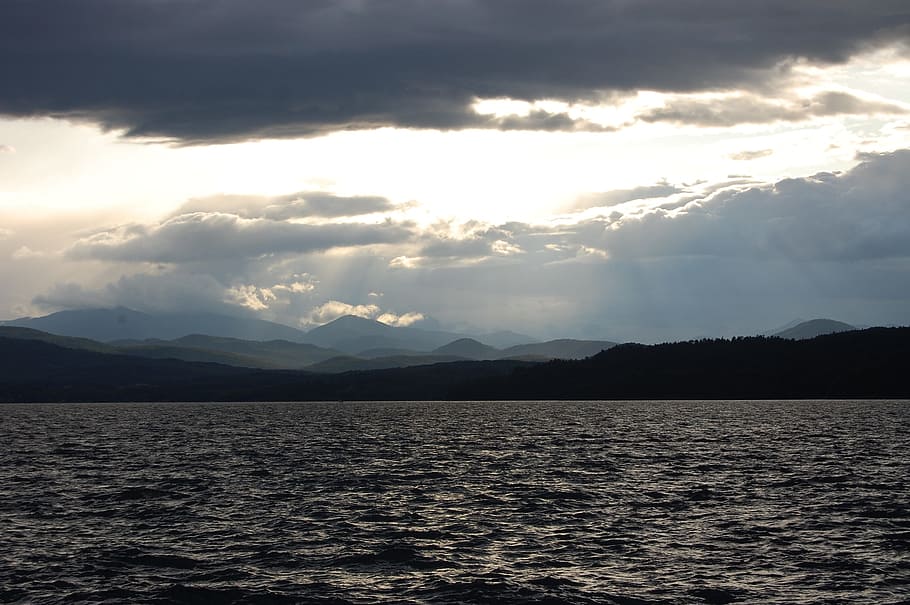 Lake, Waves, Hills, Windy, Clouds, sky, outdoors, tranquil HD wallpaper