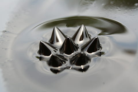 liquid, ferrofluid, spikes, 7, macro, magnet, shiny, industrial HD wallpaper