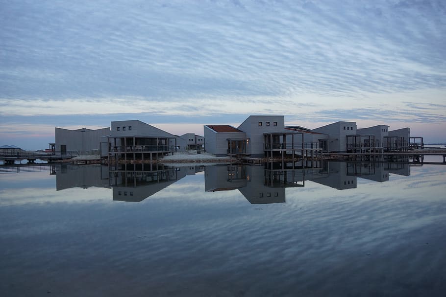 Beach, Ouddorp, Air, Reflection, Water, clouds, nature, more HD wallpaper