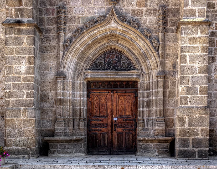 door, church, former, pierre, authentic, beauzac, auvergne, HD wallpaper
