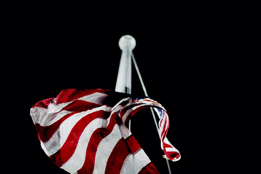 flagpole, american, red, black background, studio shot, copy space HD wallpaper