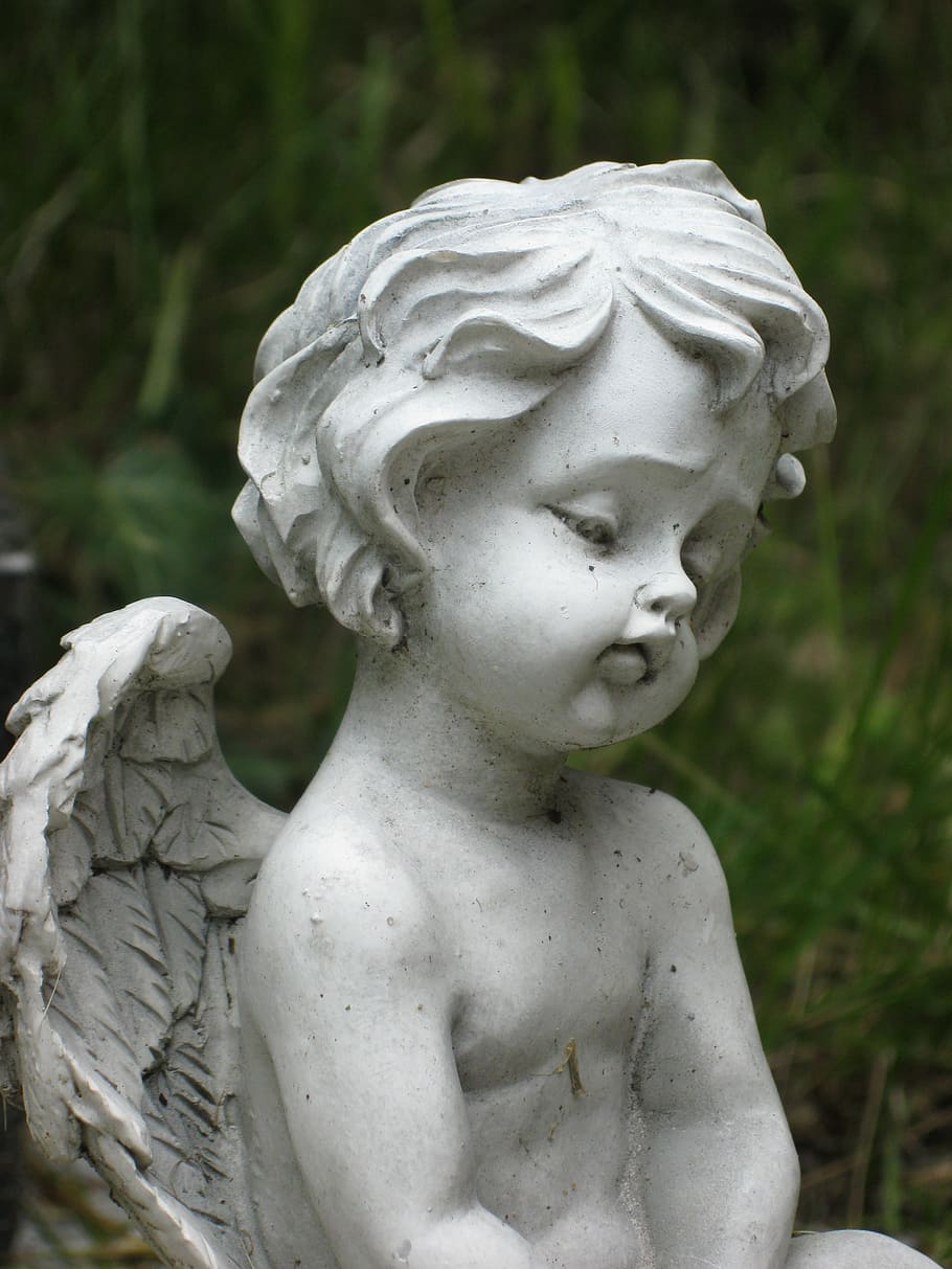 Cherub, Cemetery, Statue, mourning, angel, tombstone, angel figure, HD wallpaper