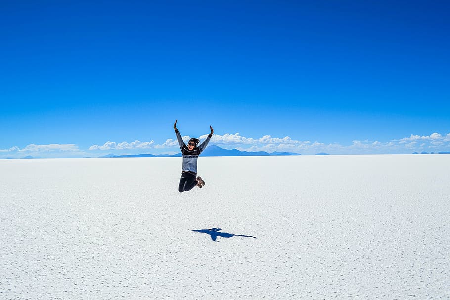 cold, cool, ice, jump, person, shadow, sky, winter, human arm HD wallpaper