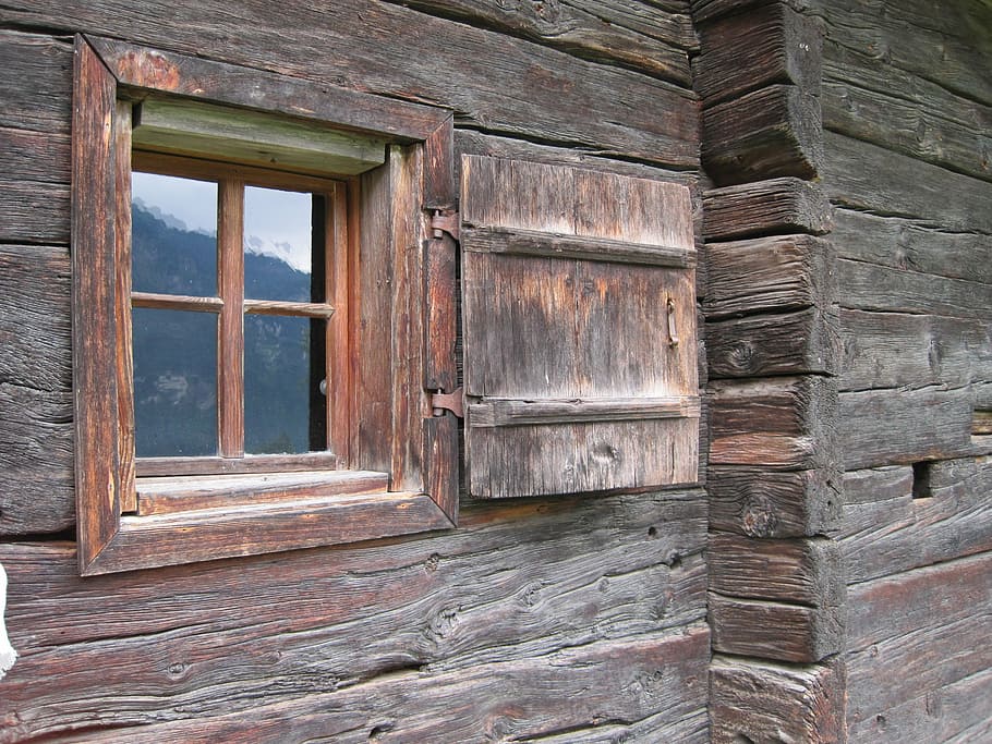 window, wooden windows, timber façade, shutter, rustic, weathered HD wallpaper