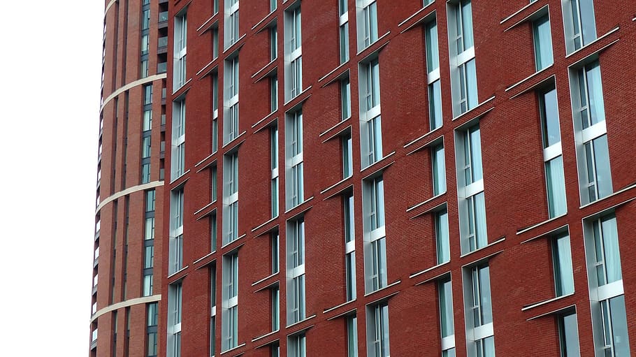 building, pattern, geometric, modern, brick, urban, perspective HD wallpaper