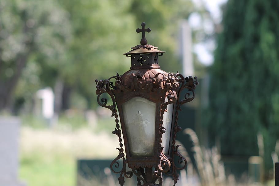 cemetery, grave, lantern, silent, graves, burial ground, mourning, HD wallpaper