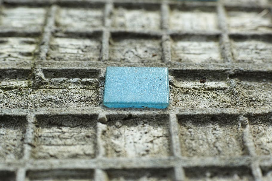 tile, blue, pattern, ground, cement, stone, loneliness, break off HD wallpaper
