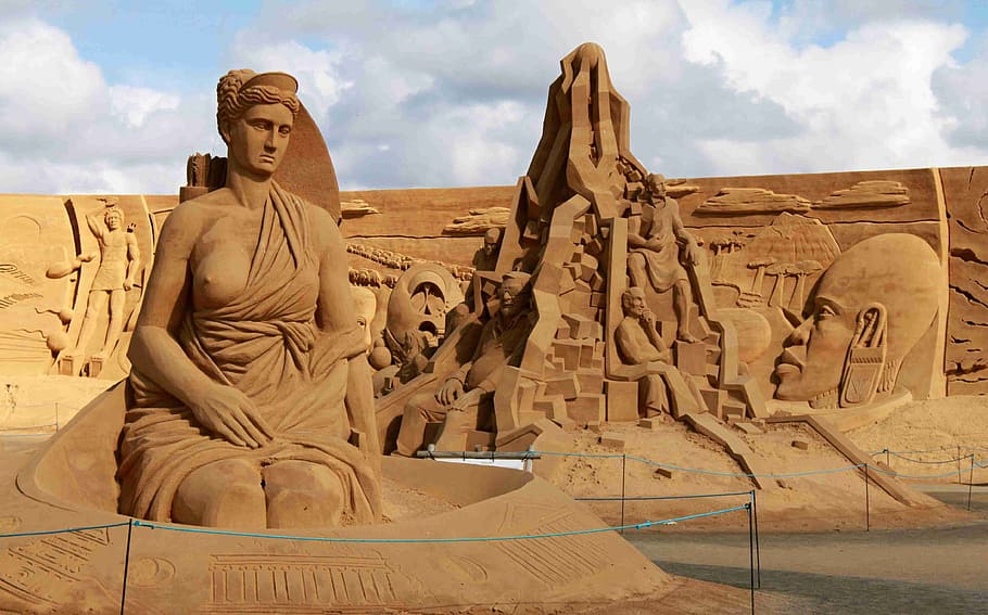 Artemis, Pillar, Temple, Goddess, statue, sand, sandworld, sculpture HD wallpaper