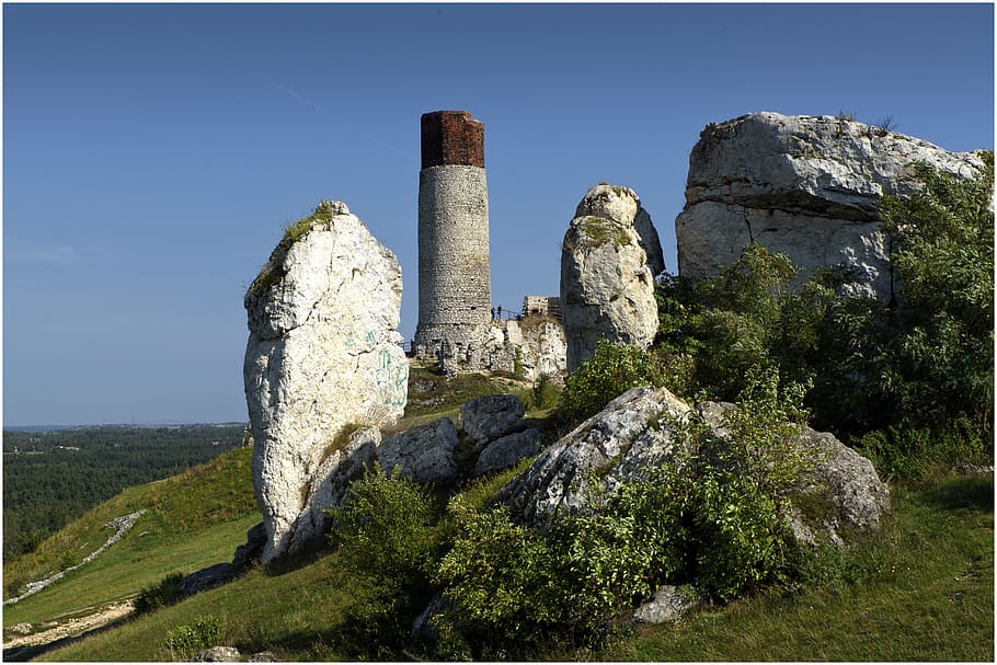olsztyn, the ruins of the, castle, rock, upland, hill, landscape, HD wallpaper