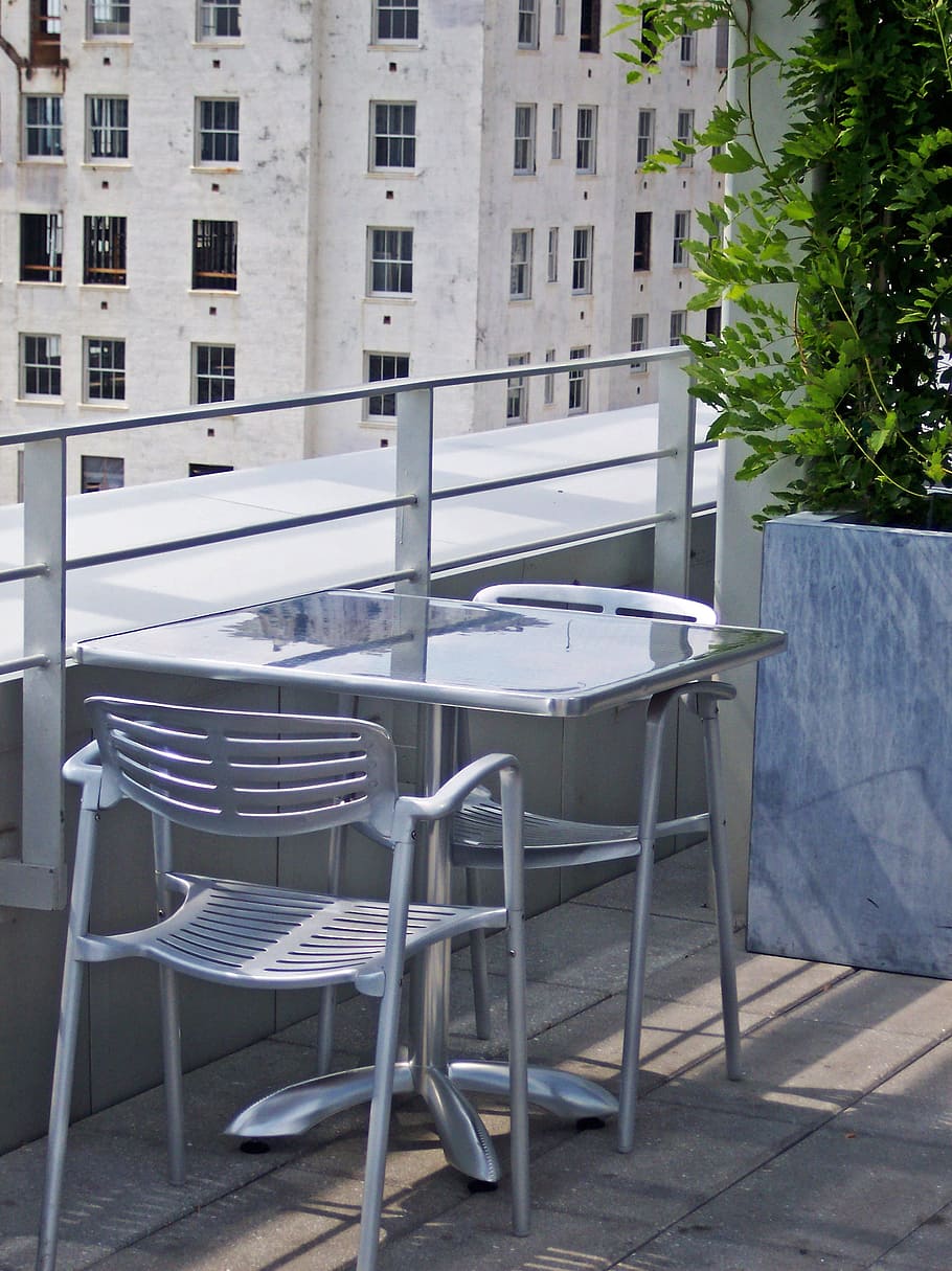 Table, Rooftop, Contemporary, sitting, modern, terrace, outdoors HD wallpaper