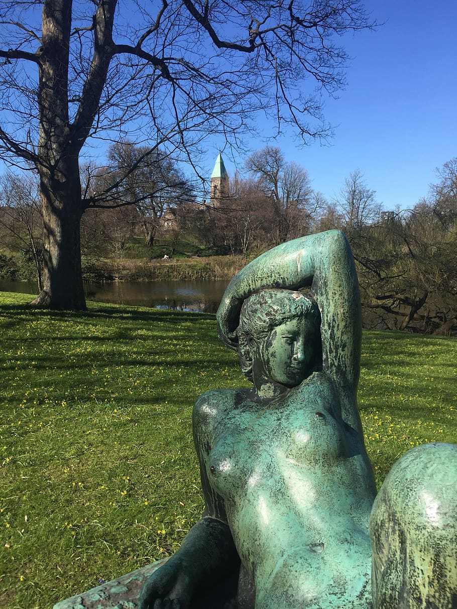 spring, statue, woman, art and craft, sculpture, representation HD wallpaper