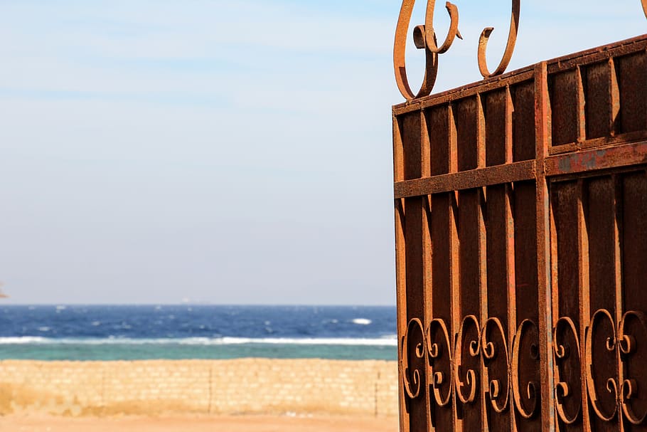 goal, sea, view, open, beach, wave, ocean, ornament, door opener HD wallpaper