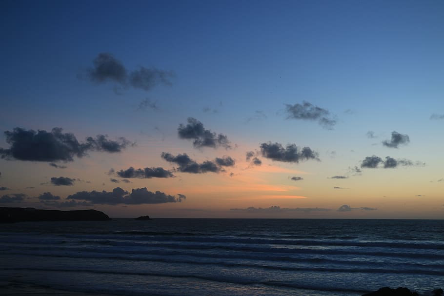 evening, scene, sunset, dawn, sets, surf, water, tide, beach HD wallpaper