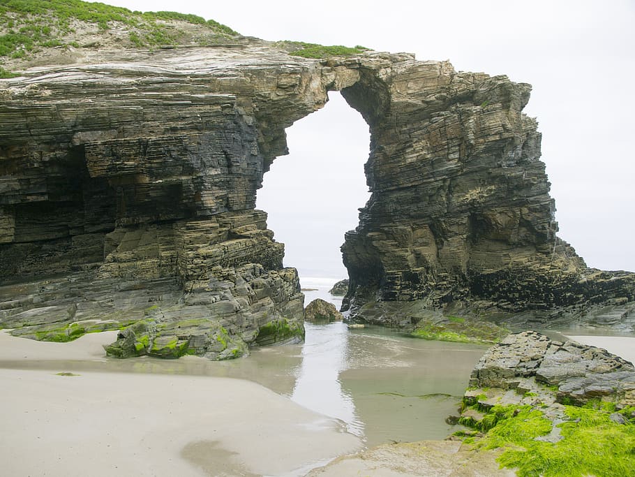 arc, cathedrals beach, ribadeo, rock, rock formation, solid, HD wallpaper