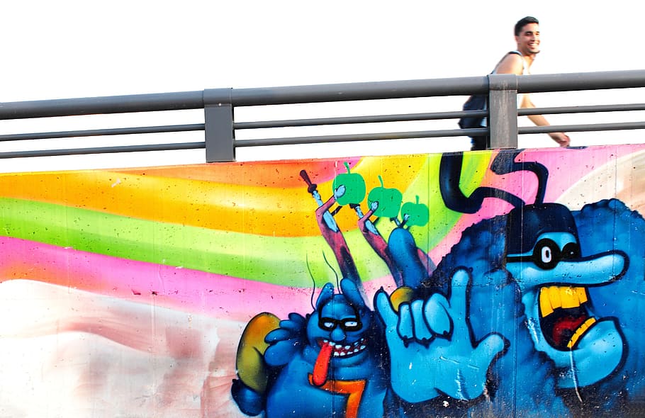 graffiti, wall, road, mural, street art, background, painting HD wallpaper