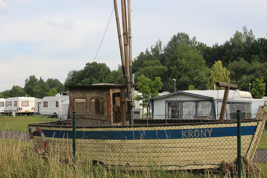 campsite, eifel, ship, kahn, caravan, mobile home, germany HD wallpaper