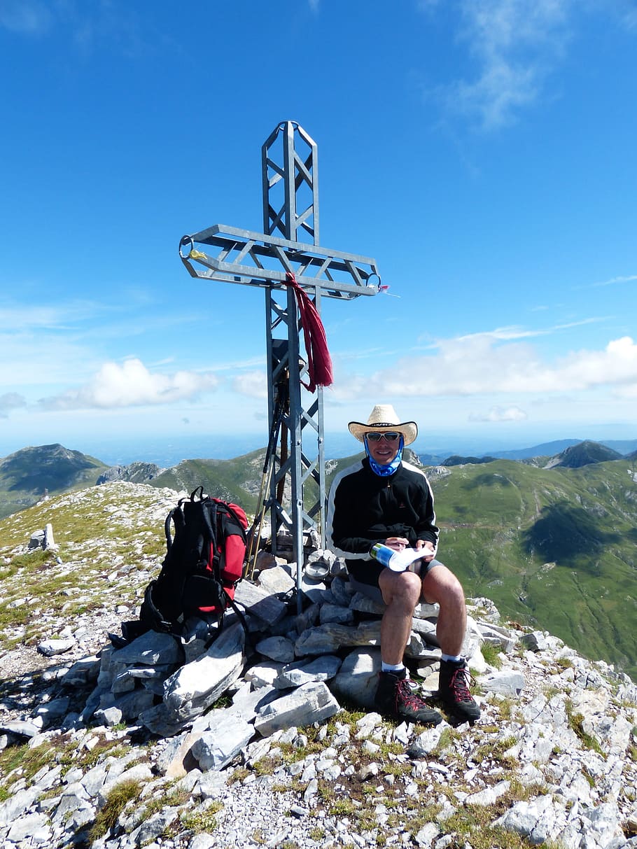 Summit Cross, Man, Person, Human, summit stormer, wanderer HD wallpaper