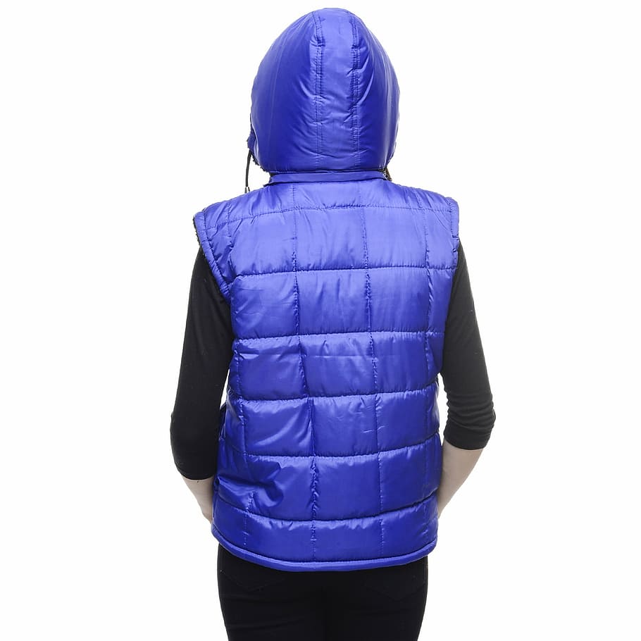blue windbreaker hooded vest, casual, fashion, gloves, jacket, HD wallpaper