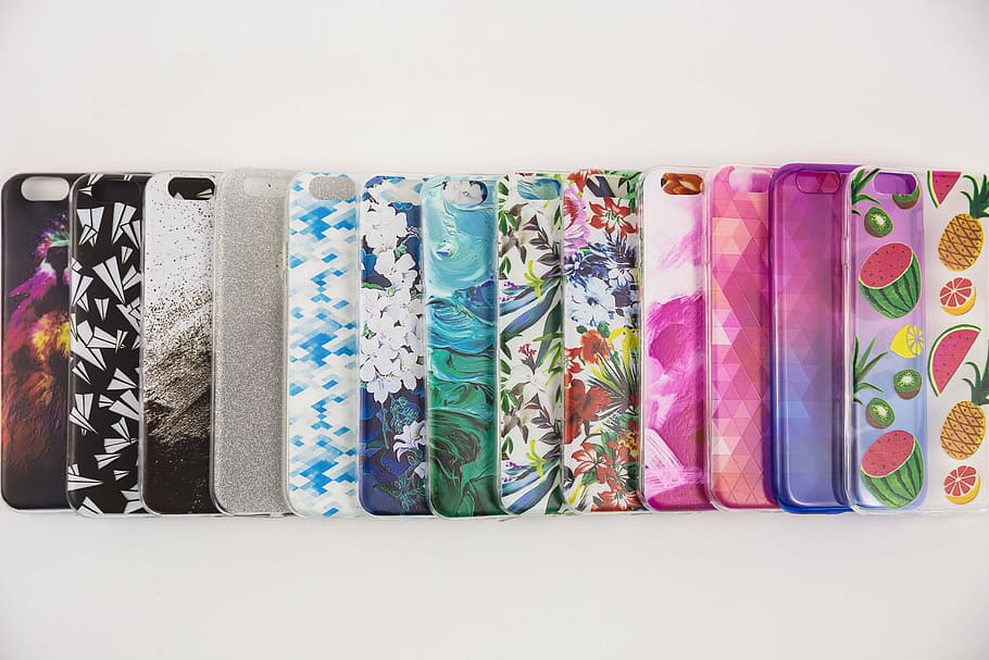 assorted-color-and-print iPhone case lot, mobile, design, style, HD wallpaper