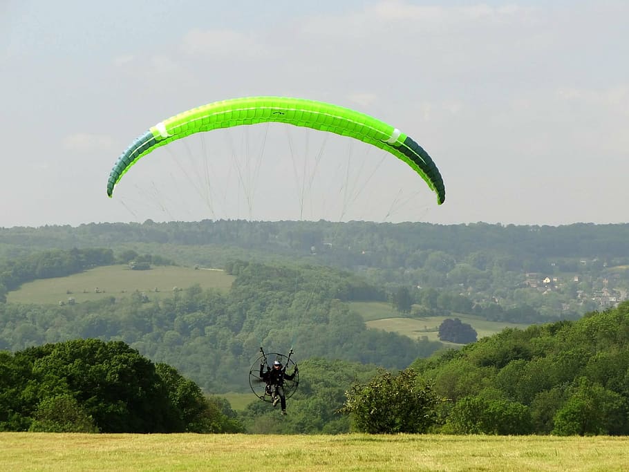 paramotor, paragliding, flight, sport, fly, parachute, extreme sports, HD wallpaper