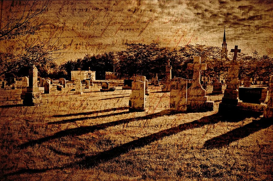 cemetery, montage, editing, effects, shadows, morning, sunlight HD wallpaper