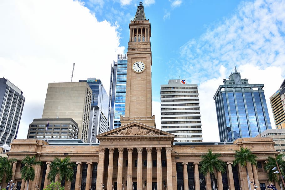 Cityhall, Brisbane, Queensland, australia, architecture, building exterior, HD wallpaper